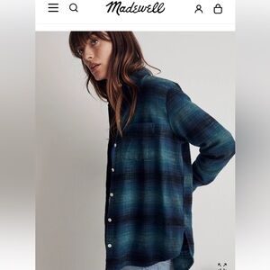 Madewell Blue and Black Plaid flannel